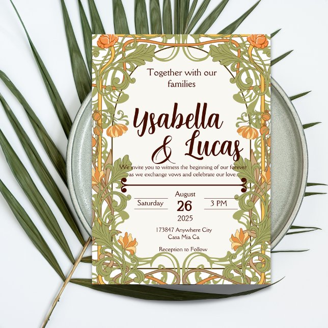 Art Nouveau Wedding Invitation | Elegant 5" x 7" V (Creator Uploaded)