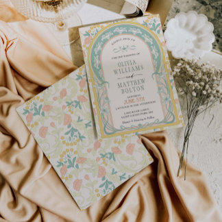 Art Nouveau Wedding Invitation Vintage Deco