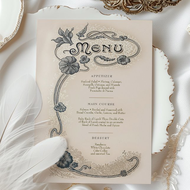 Art Nouveau Wedding Menu Card Elegance (Creator Uploaded)