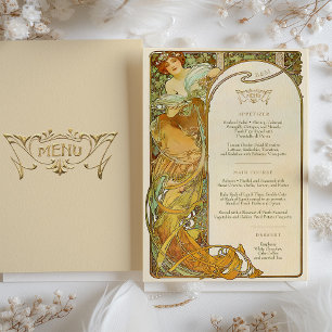 Art Nouveau Wedding Menu Card Mucha Elegance