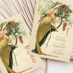 Art Nouveau Wedding Menu Card with Grapes<br><div class="desc">This exquisite Art Nouveau-inspired wedding menu card showcases an enchanting illustration of a goddess draped in a flowing, rose-hued gown with sage green accents. She stands gracefully amidst lush grapevines, symbolising abundance and celebration. The palette is a harmonious blend of soft rose, sage green, and golden cream, capturing a vintage...</div>