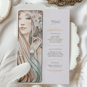 Art Nouveau Wedding Menu Vintage Invitation