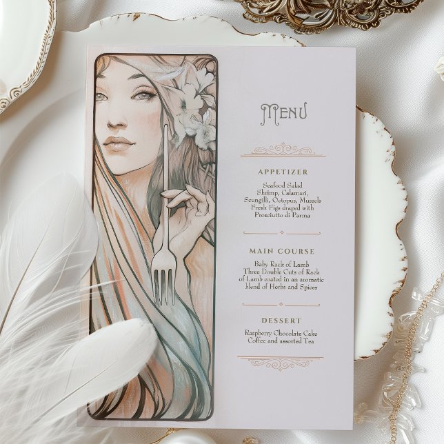 Art Nouveau Wedding Menu Vintage Invitation (Creator Uploaded)