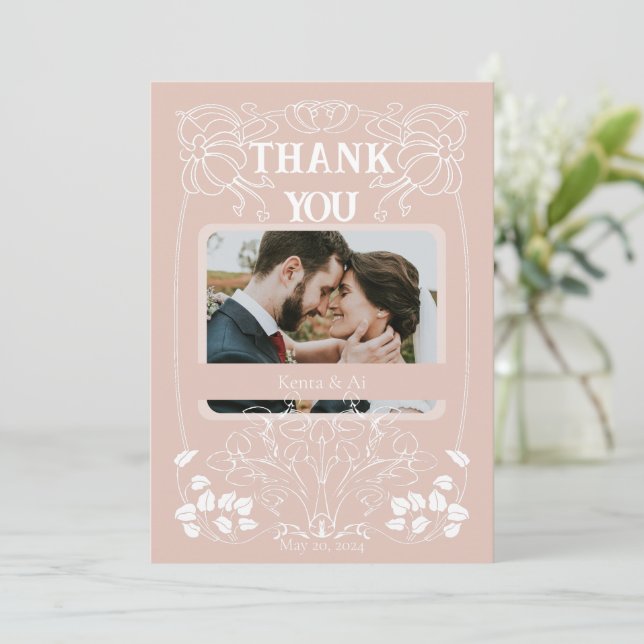 Art Nouveau Wedding Thank You Card (Standing Front)