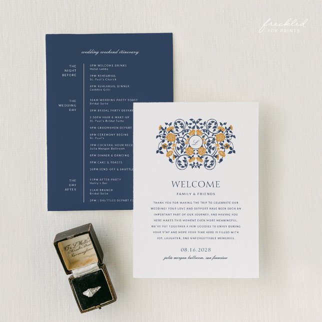 Art Nouveau Wedding Welcome & Weekend Itinerary Programme (Art Nouveau Wedding Welcome & Weekend Itinerary Program)