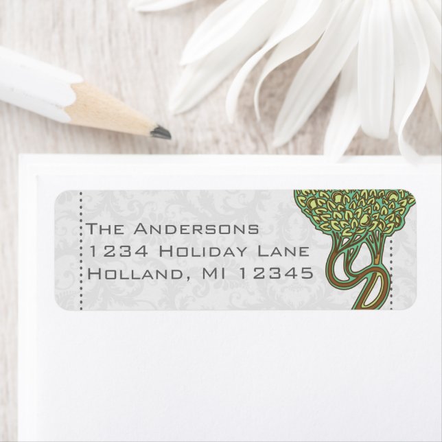 Art Nouveau Whimsical Tree Return Address Labels (Insitu)