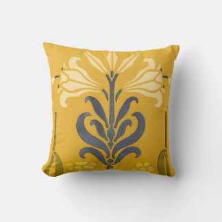 Art Nouveau White Lily Cushion