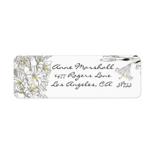 Art Nouveau White Lily Flowers Avery Label