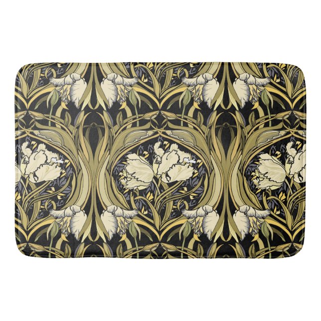 Art Nouveau White Tulips Bath Mat (Front)