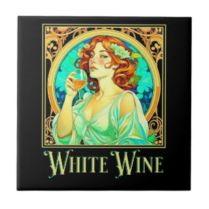 Art Nouveau White Wine Tile