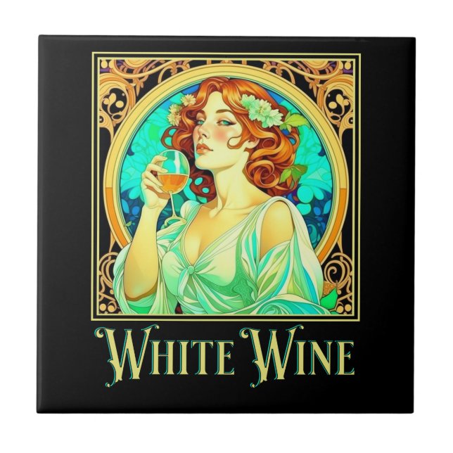 Art Nouveau White Wine Tile (Front)
