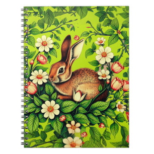 Art Nouveau Wild Rabbit and Flowers Notebook