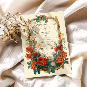 Art Nouveau Wildflower Frame Wedding Invitation