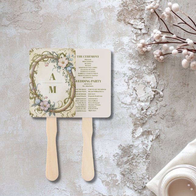Art Nouveau Wildflower Wedding Hand Fan (Creator Uploaded)