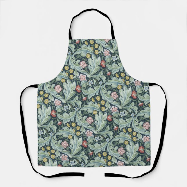 Art nouveau William Morris Leicester Flowers Folia Apron (Front)