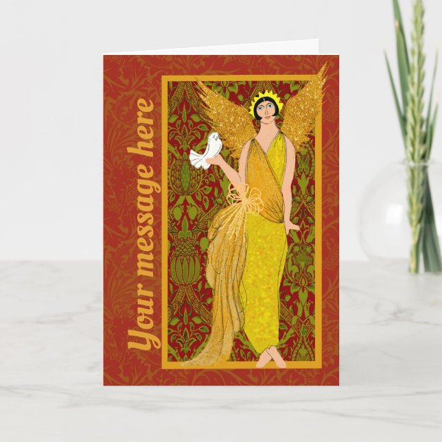 Art Nouveau William Morris Retro Christmas Card (Front)