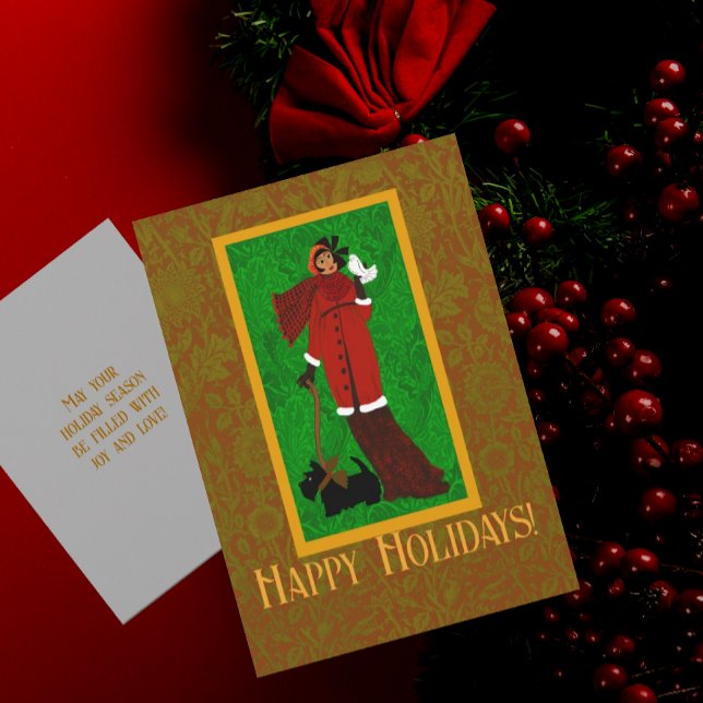 Art Nouveau William Morris Scottie Christmas Card (Creator Uploaded)