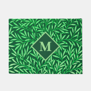 Art Nouveau Willow with Monogram, Emerald Green Doormat