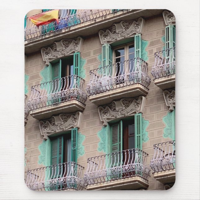 Art Nouveau Windows - Barcelona, Spain Mouse Pad (Front)