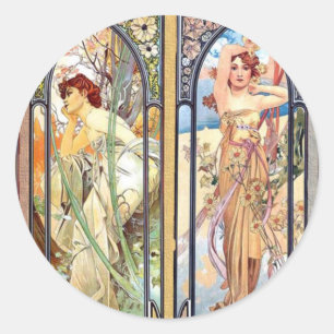 Art Nouveau Windows Classic Round Sticker