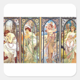 Art Nouveau Windows Square Sticker