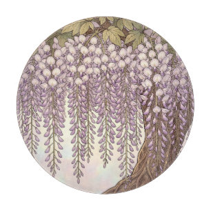 Art Nouveau Wisteria Floral Gold Frame Cutting Board