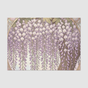 Art Nouveau Wisteria Floral Gold Frame Tissue Paper