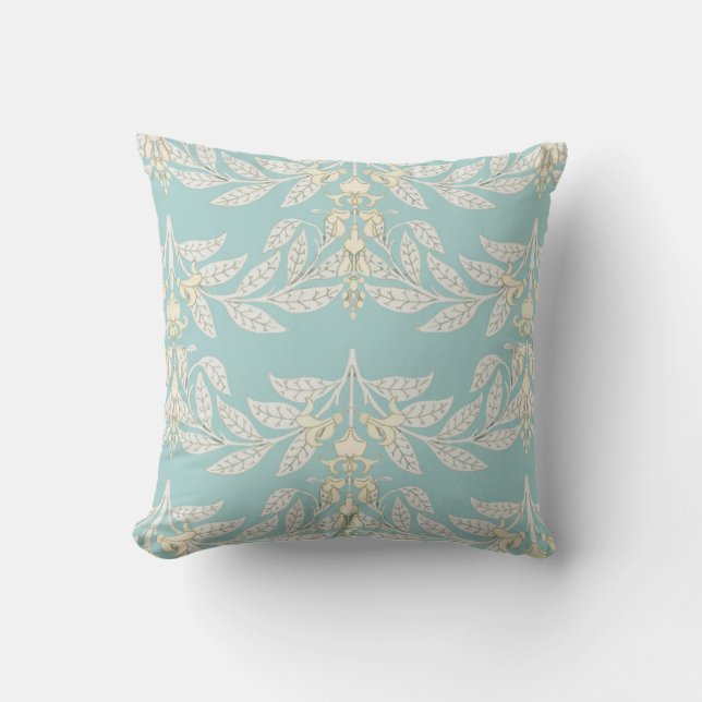 Art Nouveau wisteria pattern soft turquoise Cushion (Front)