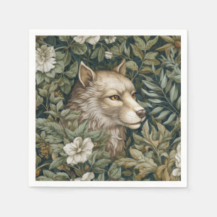 Art nouveau wolf in the leaves napkin