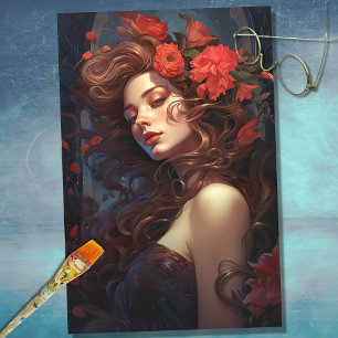 Art Nouveau Woman 5 Decoupage Paper