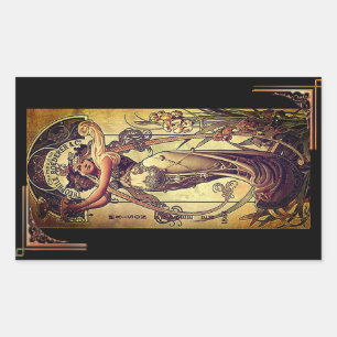 Art nouveau woman elegant advertisement rectangular sticker