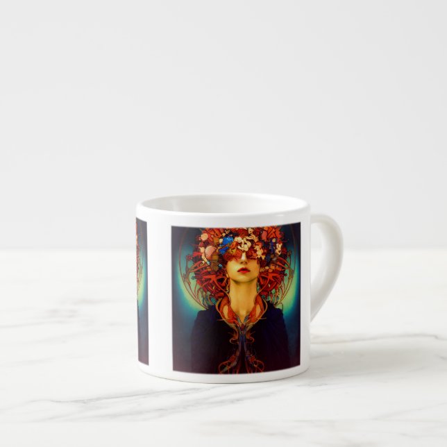 Art Nouveau Woman Espresso Mug  (Front Right)