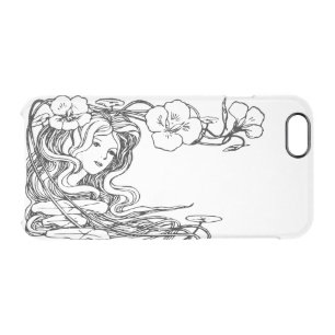 Art nouveau woman flowers black white elegant  clear iPhone 6/6S case