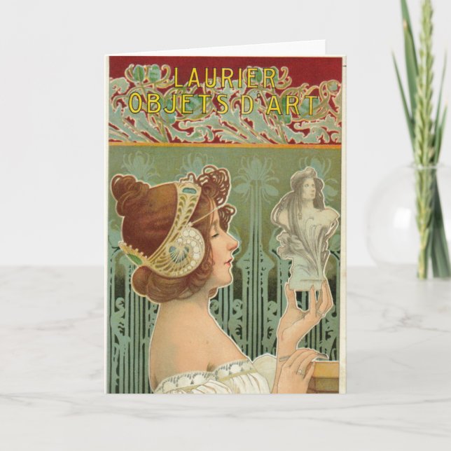 Art nouveau woman french art henri livemont card (Front)