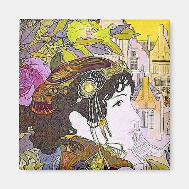 Art Nouveau Woman Magnet (Front)