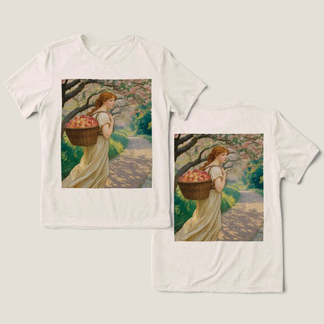 Art Nouveau Woman Peaches Oatmeal  Tri-Blend Shirt (Design Front & Back)