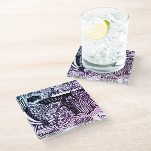 Art Nouveau Woman Reading Book Lover Glass Coaster