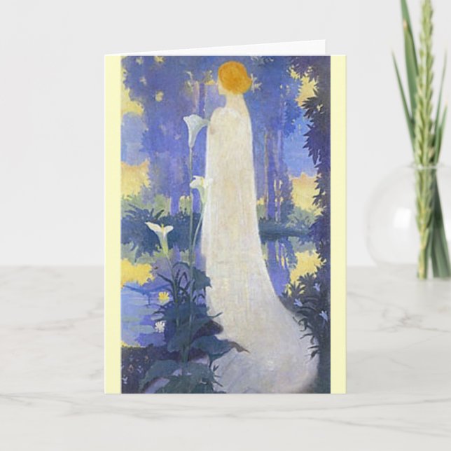 Art Nouveau Woman with Calla Lilies Card (Front)