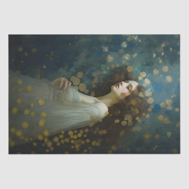 Art Nouveau, Woman with gold accents, Decoupage Tissue Paper (Front)