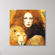 Art Nouveau Woman With Leon Inspired By Klimt