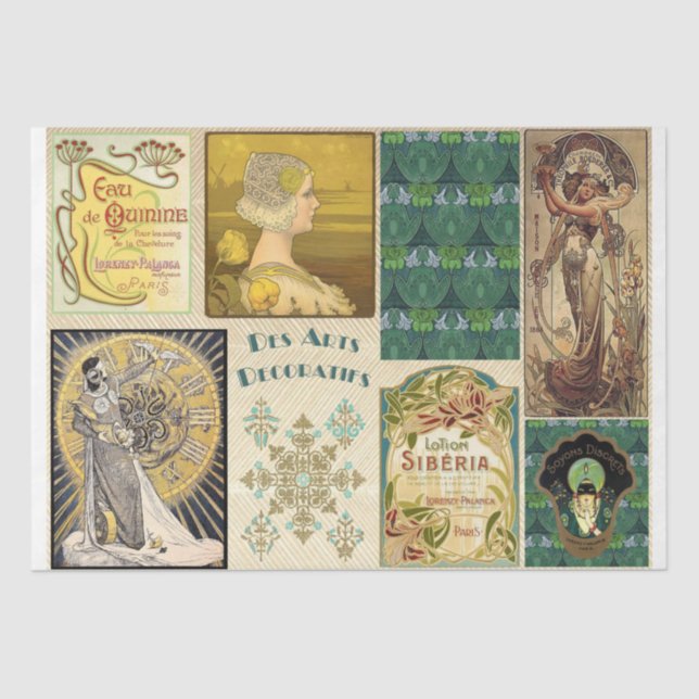 Art nouveau women advertisement vintage tissue paper (Front)