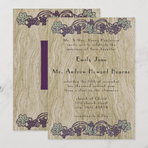 Art Nouveau Woodgrain Vintage Vineyard Wedding Invitation