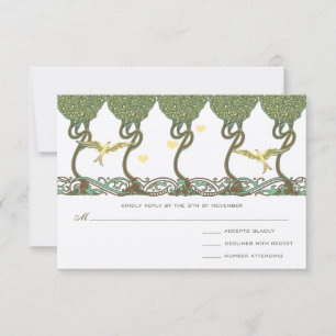 Art Nouveau Woodland Vintage Bird Wedding Invites