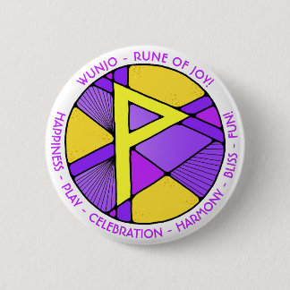 Art Nouveau Wunjo Rune Button- JOY! 6 Cm Round Badge