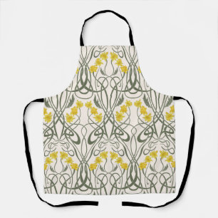 Art Nouveau Yellow Daffodils and Stems Cream Apron
