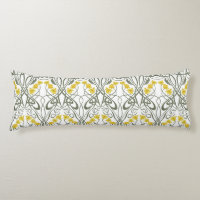 Art Nouveau Yellow Daffodils and Stems White