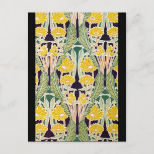 Art Nouveau Yellow Flowers Postcard