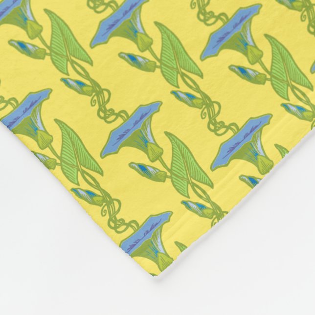 Art Nouveau yellow Ipomoea floral wallpaper damask Fleece Blanket (Corner)