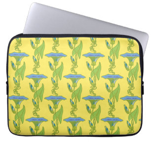 Art Nouveau yellow Ipomoea floral wallpaper damask Laptop Sleeve