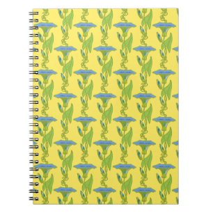 Art Nouveau yellow Ipomoea floral wallpaper damask Spiral Notebook